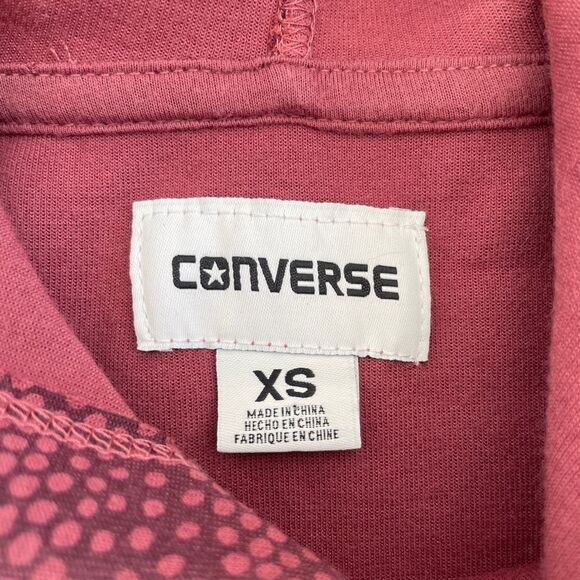 Converse Women's Polka Dot Speckled Large Logo Hoodie Sweatshirt Size XS Maroon - Picture 5 of 9